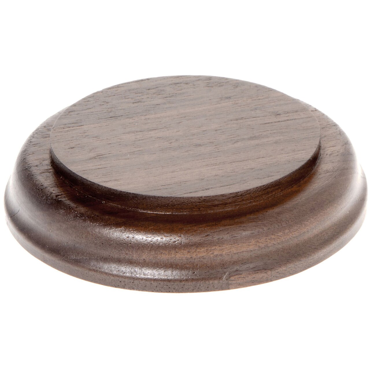 Plymor Solid Walnut Round Wood Display Base with Ogee Edge, 3.75" W x 3.75" D x 0.75" H